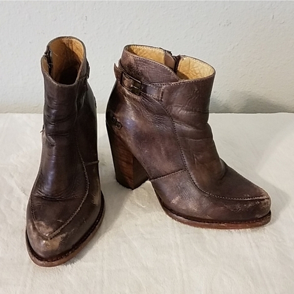 Bedstu Isla Distressed Leather Zip Buckle Bootie 7 - Picture 1 of 7
